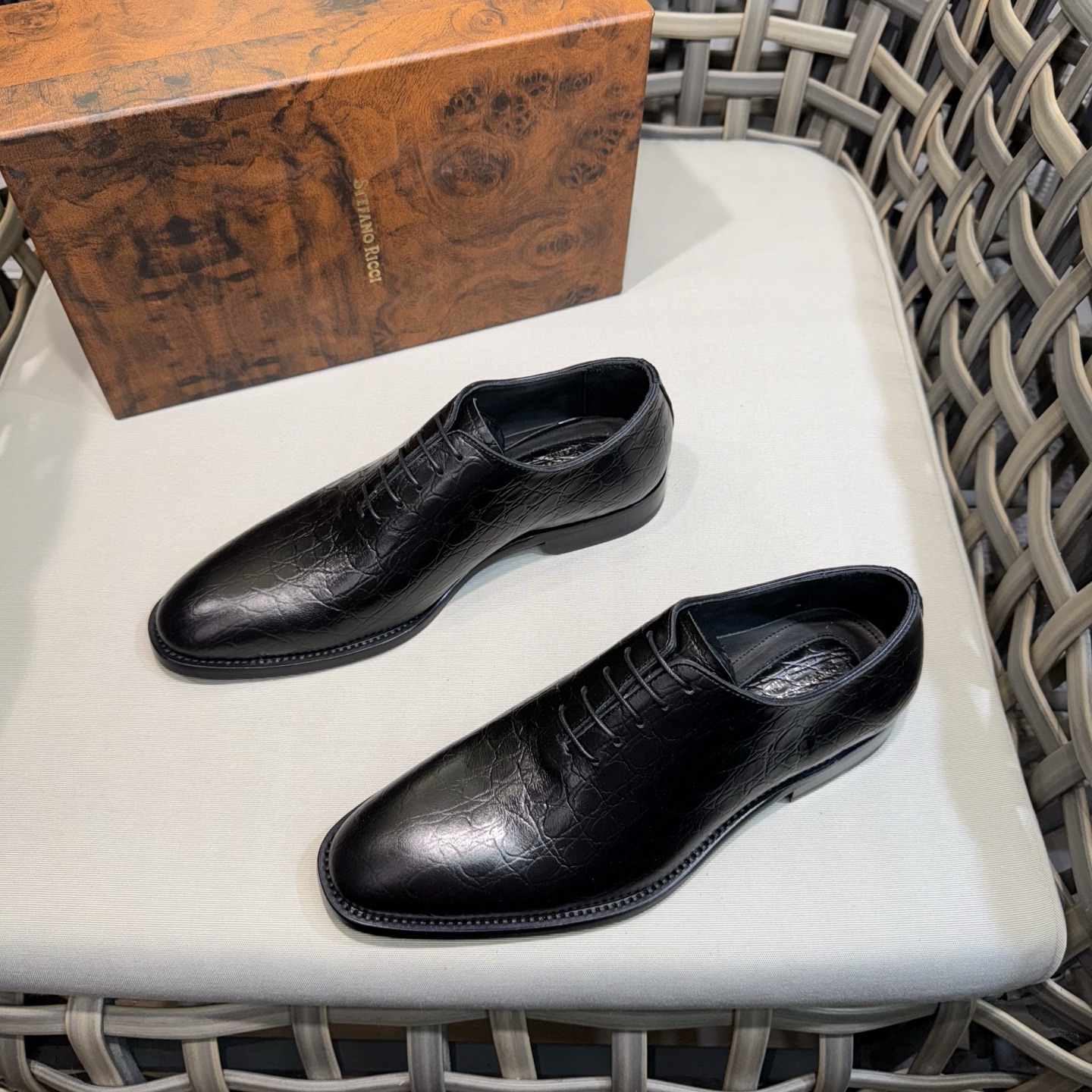 Stefano Ricci Men's Black Leather Lace-Up Oxford Dress Shoes Size 39-46 3 i1744142871728 9939 0 1