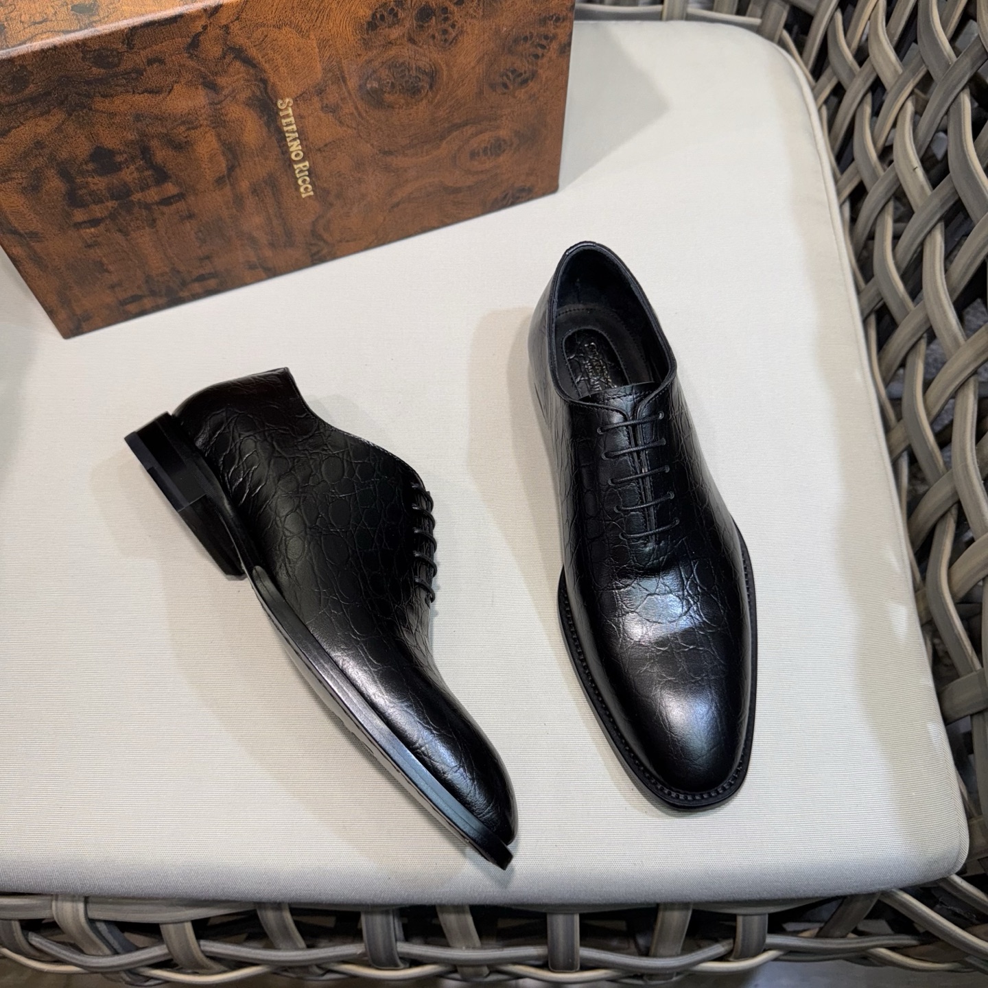 Stefano Ricci Men's Black Leather Lace-Up Oxford Dress Shoes Size 39-46 4 i1744142871729 1374 0 2