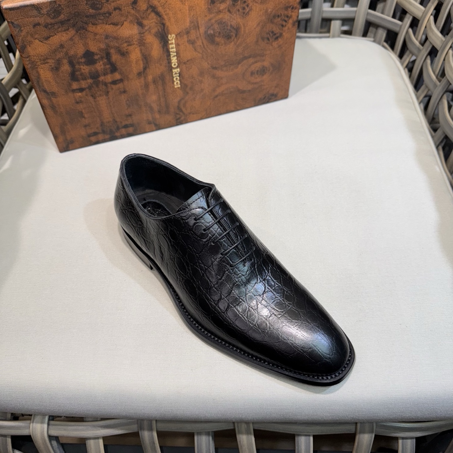 Stefano Ricci Men's Black Leather Lace-Up Oxford Dress Shoes Size 39-46 6 i1744142872956 8691 0 4