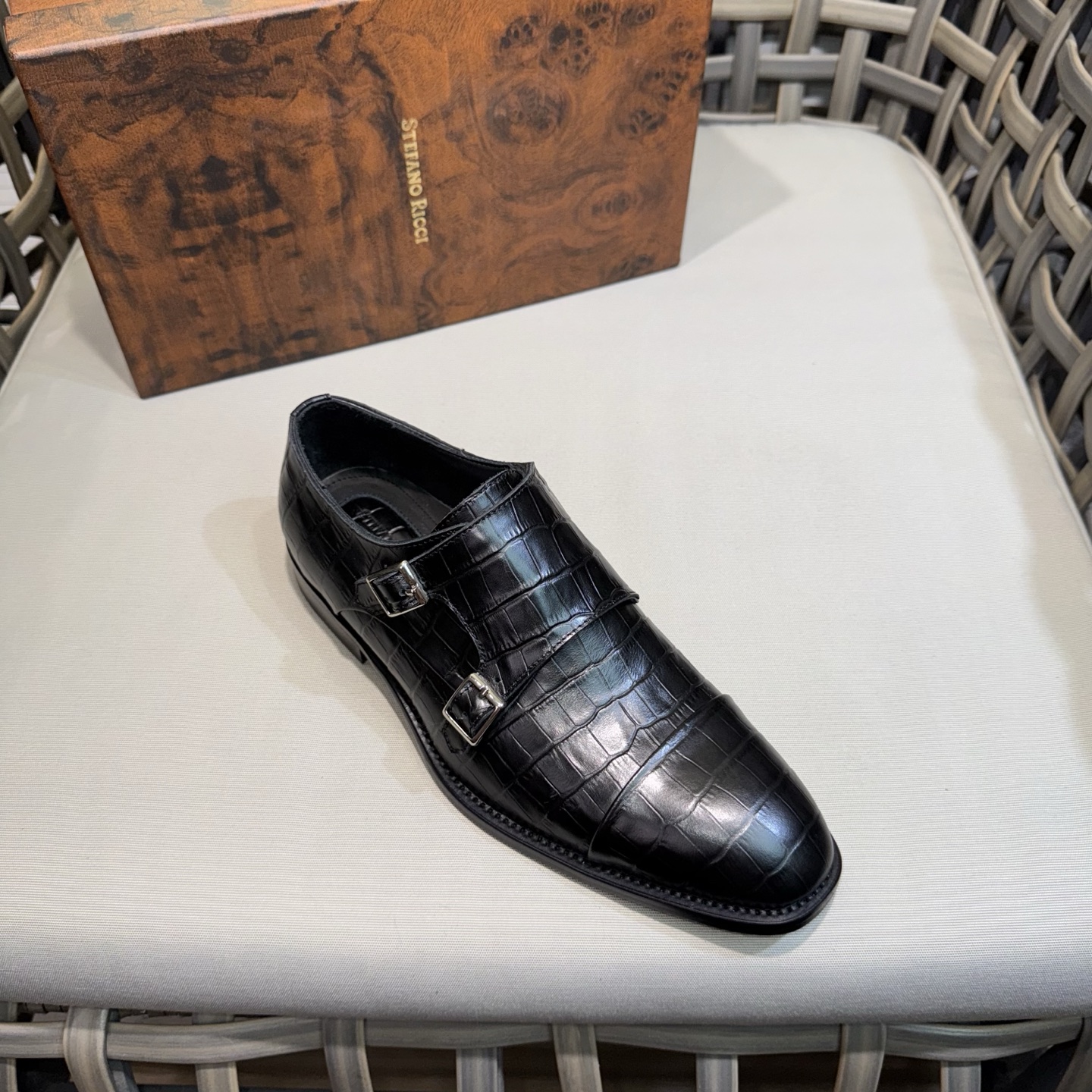 Stefano Ricci Men's Black Alligator Leather Double Monk Strap Dress Shoe 6 i1744142963346 5897 0 4