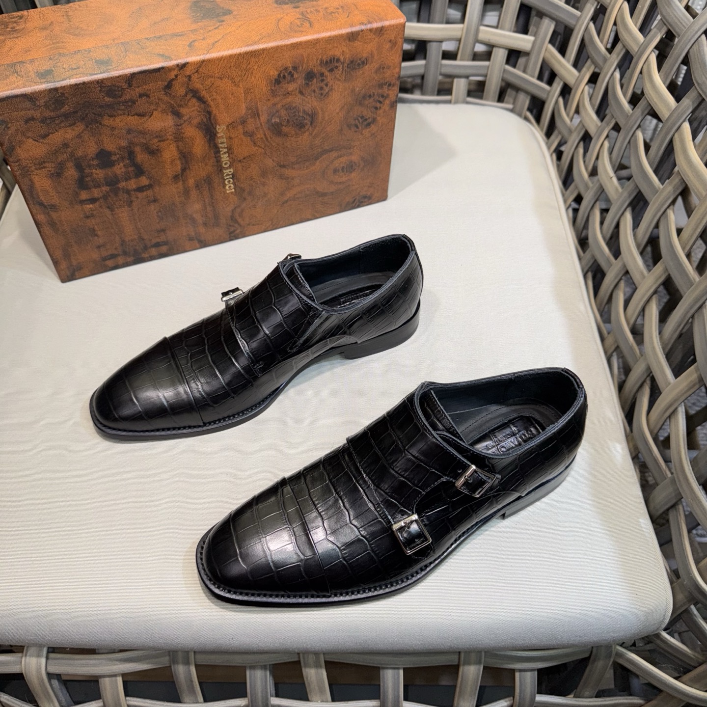 Stefano Ricci Men's Black Alligator Leather Double Monk Strap Dress Shoe 3 i1744142964561 5829 0 1
