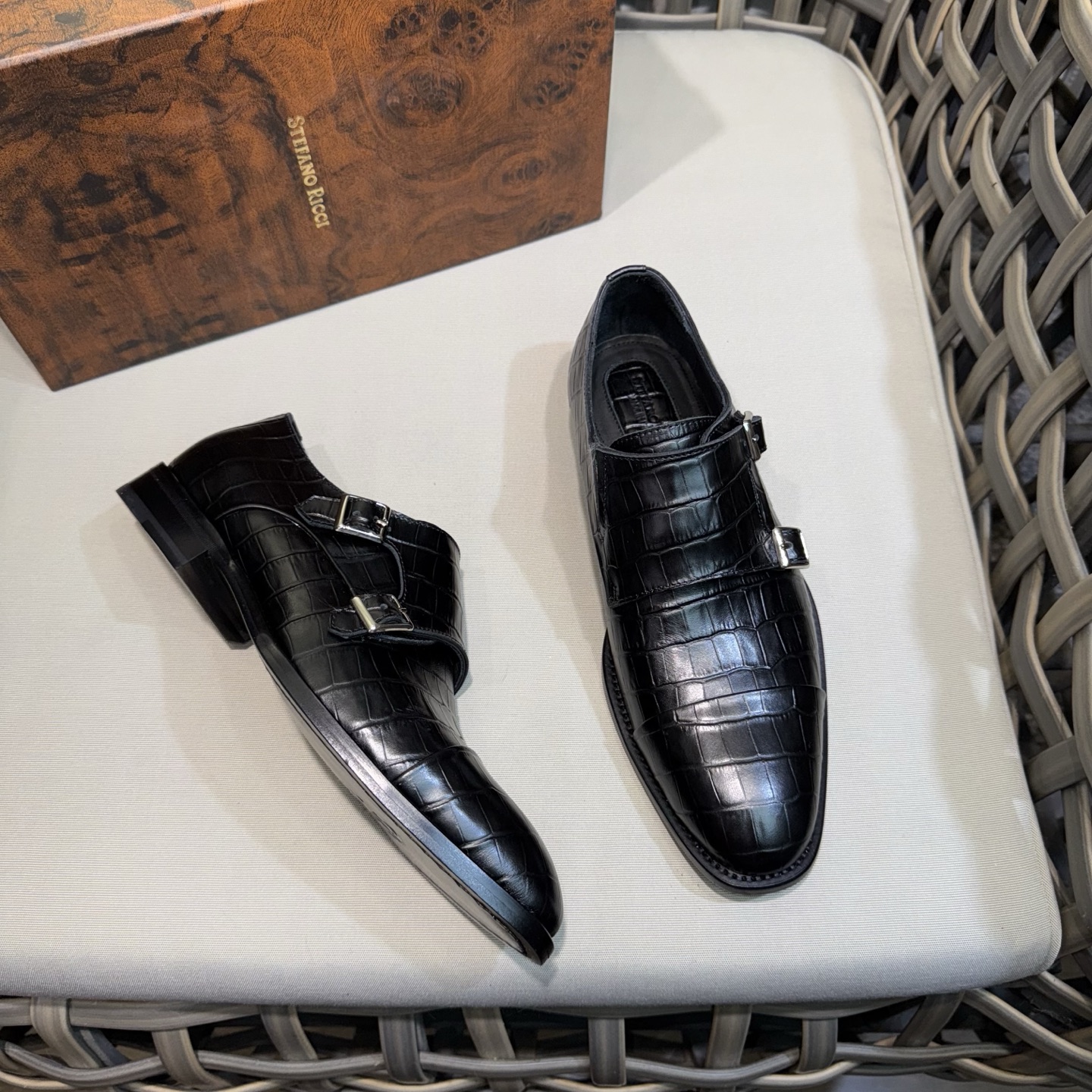 Stefano Ricci Men's Black Alligator Leather Double Monk Strap Dress Shoe 4 i1744142964633 1712 0 2
