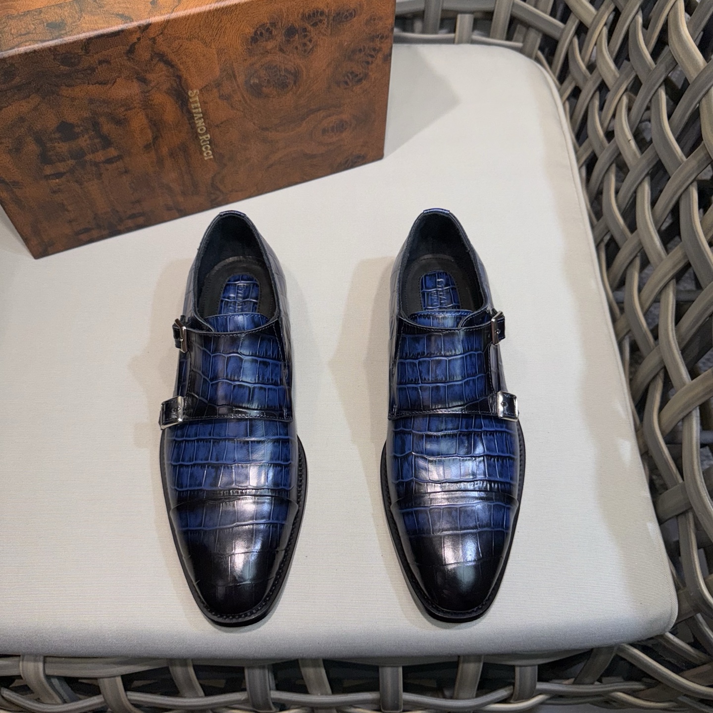 Stefano Ricci Men's Formal Leather Shoes Designer Buckle Dress Shoes