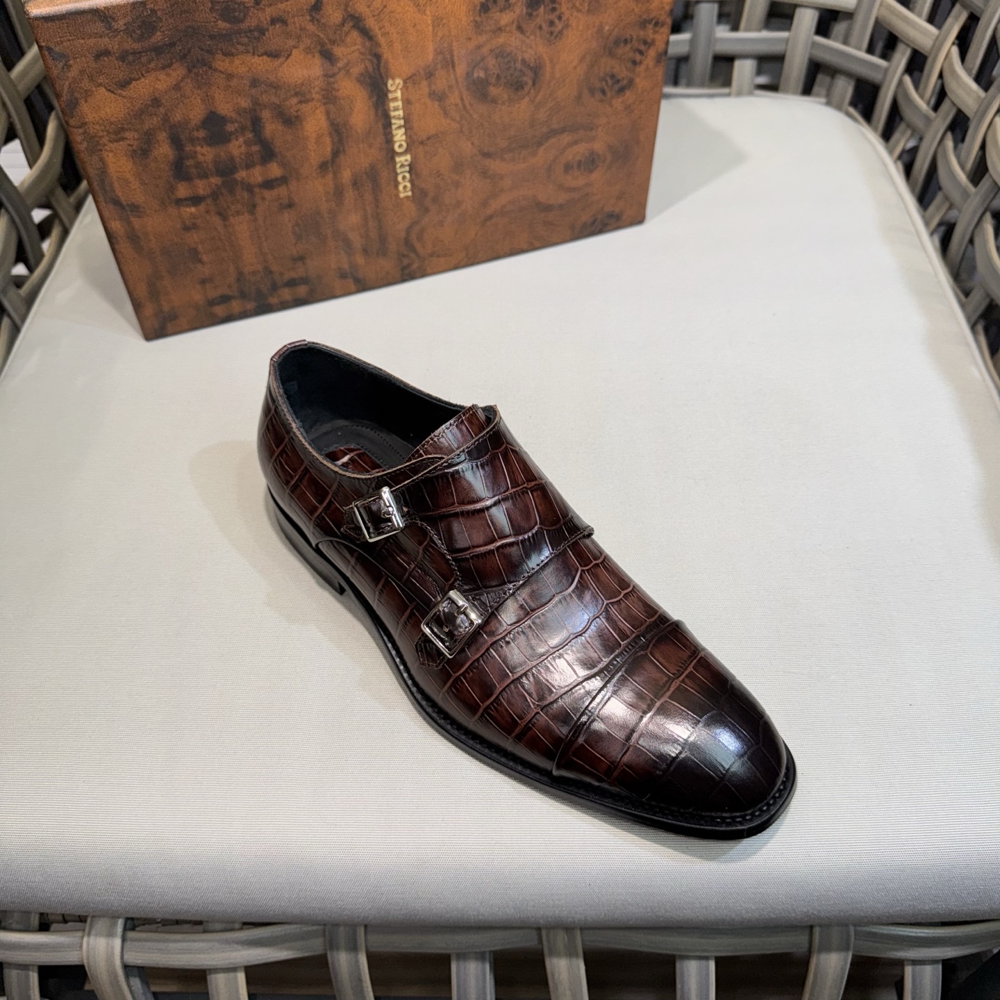 Stefano Ricci Men's Monk Strap Dress Shoes, Crocodile Leather, Brown, Formal 6 i1744142986678 1196 0 4