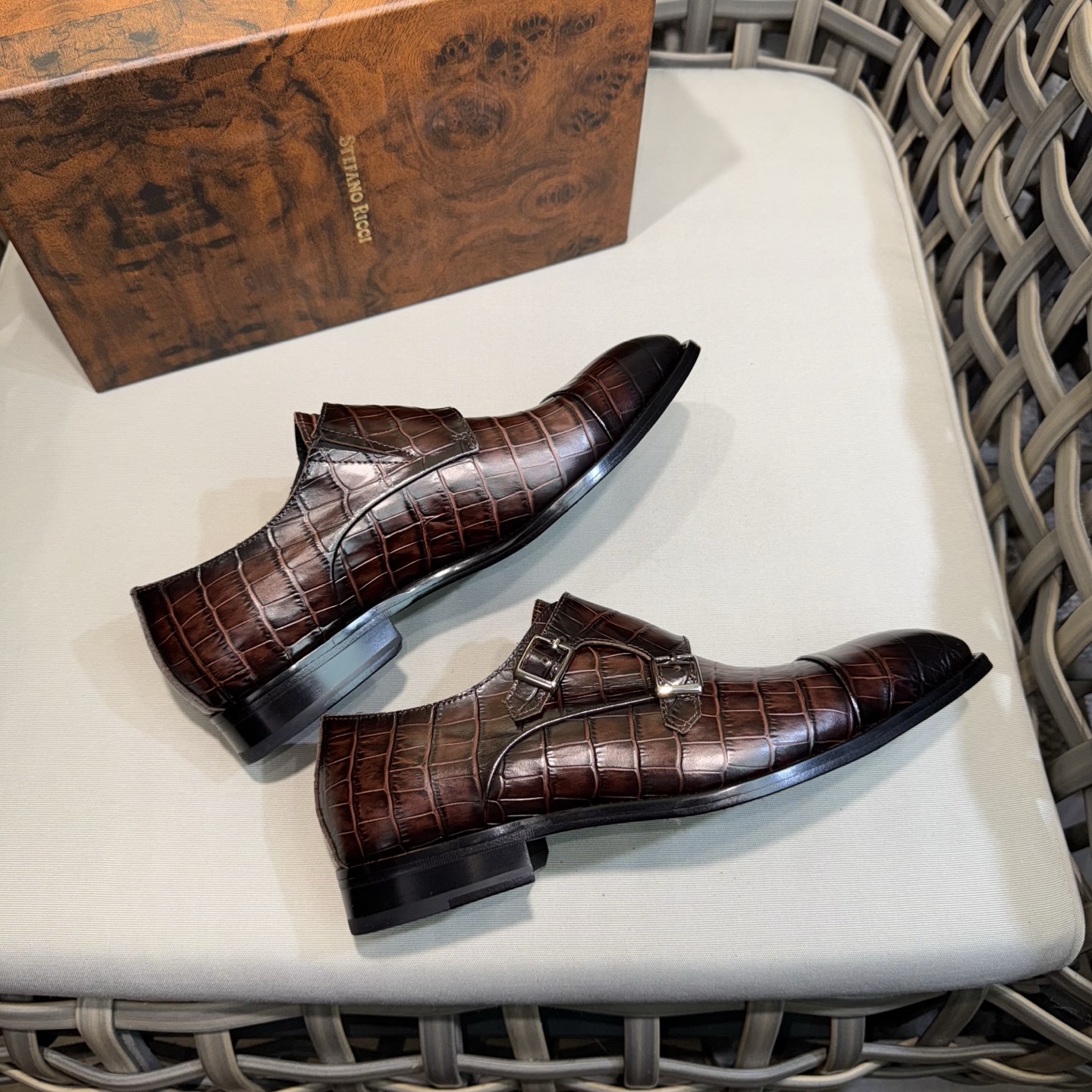 Stefano Ricci Men's Monk Strap Dress Shoes, Crocodile Leather, Brown, Formal 7 i1744142987851 1477 0 5
