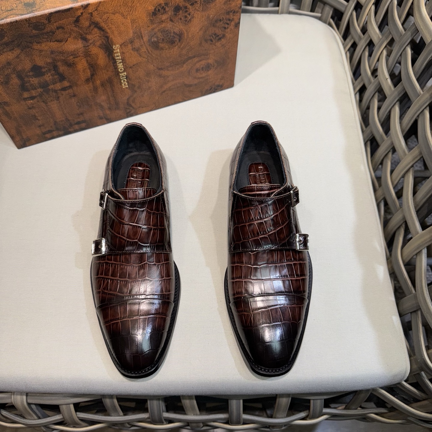 Stefano Ricci Men's Monk Strap Dress Shoes, Crocodile Leather, Brown, Formal 2 i1744142987876 9993 0 0