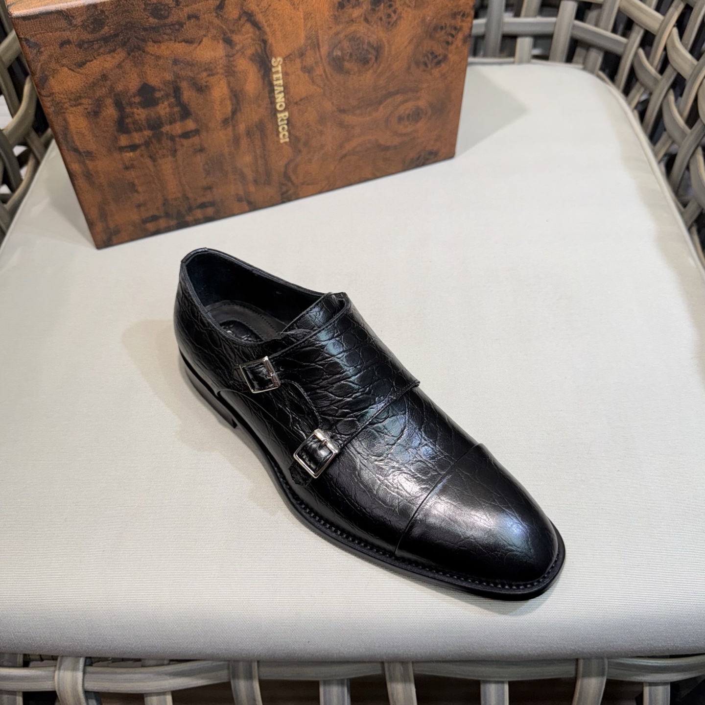 Stefano Ricci Men's Black Leather Monk Strap Dress Shoes, Sizes 39-46 6 i1744142999096 6489 0 4