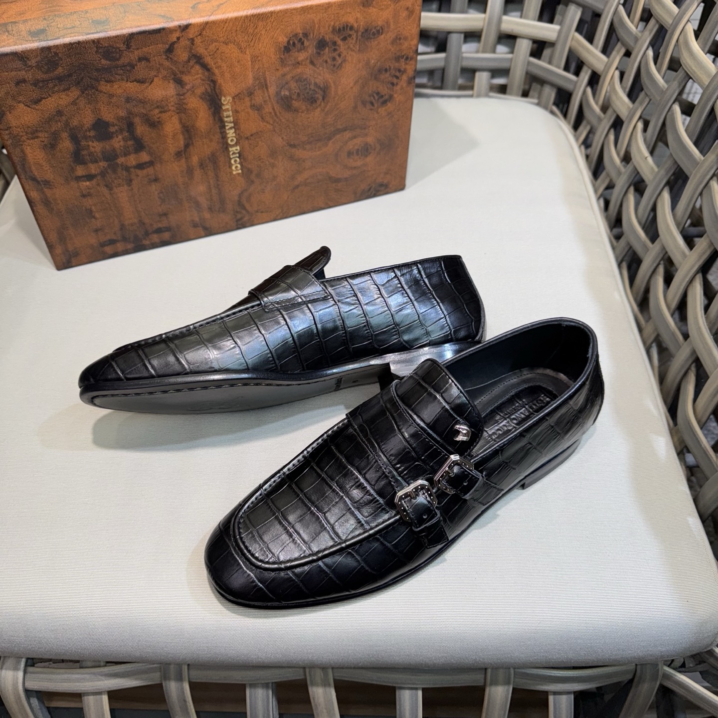 Stefano Ricci Men's Black Leather Monk Strap Loafers Dress Shoes Size 39-46 5 i1744143139816 6297 0 3