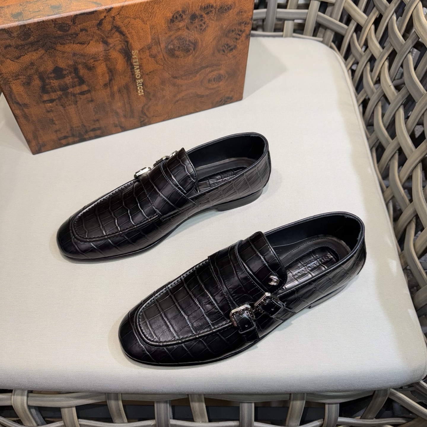 Stefano Ricci Men's Black Leather Monk Strap Loafers Dress Shoes Size 39-46 3 i1744143139825 5823 0 1