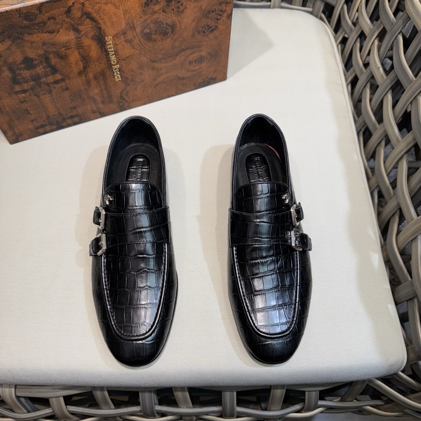 Stefano Ricci Men's Black Leather Monk Strap Loafers Dress Shoes Size 39-46 2 i1744143142627 3450 0 0