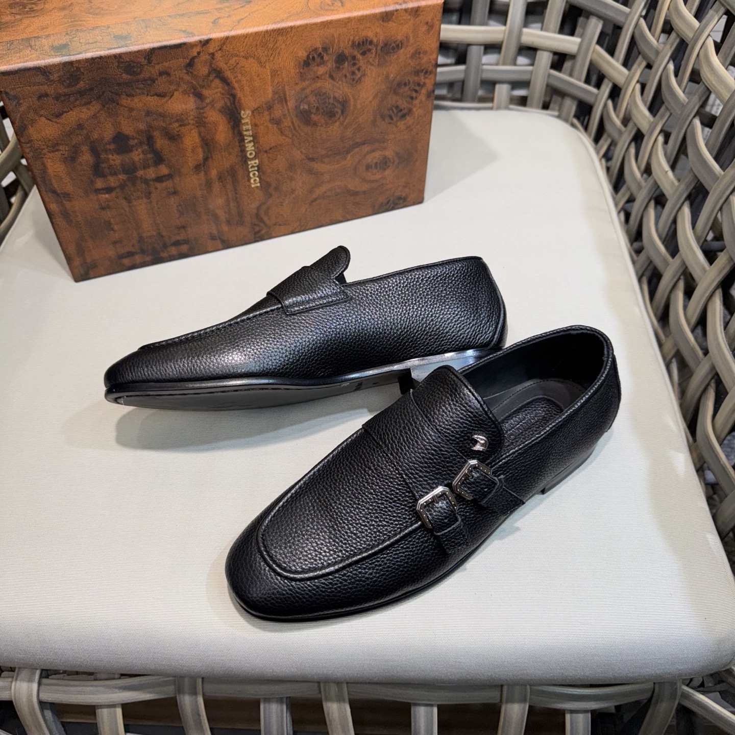 Stefano Ricci Men's Black Leather Monk Strap Loafers Dress Shoes Size 39-46 5 i1744143210705 2258 0 3