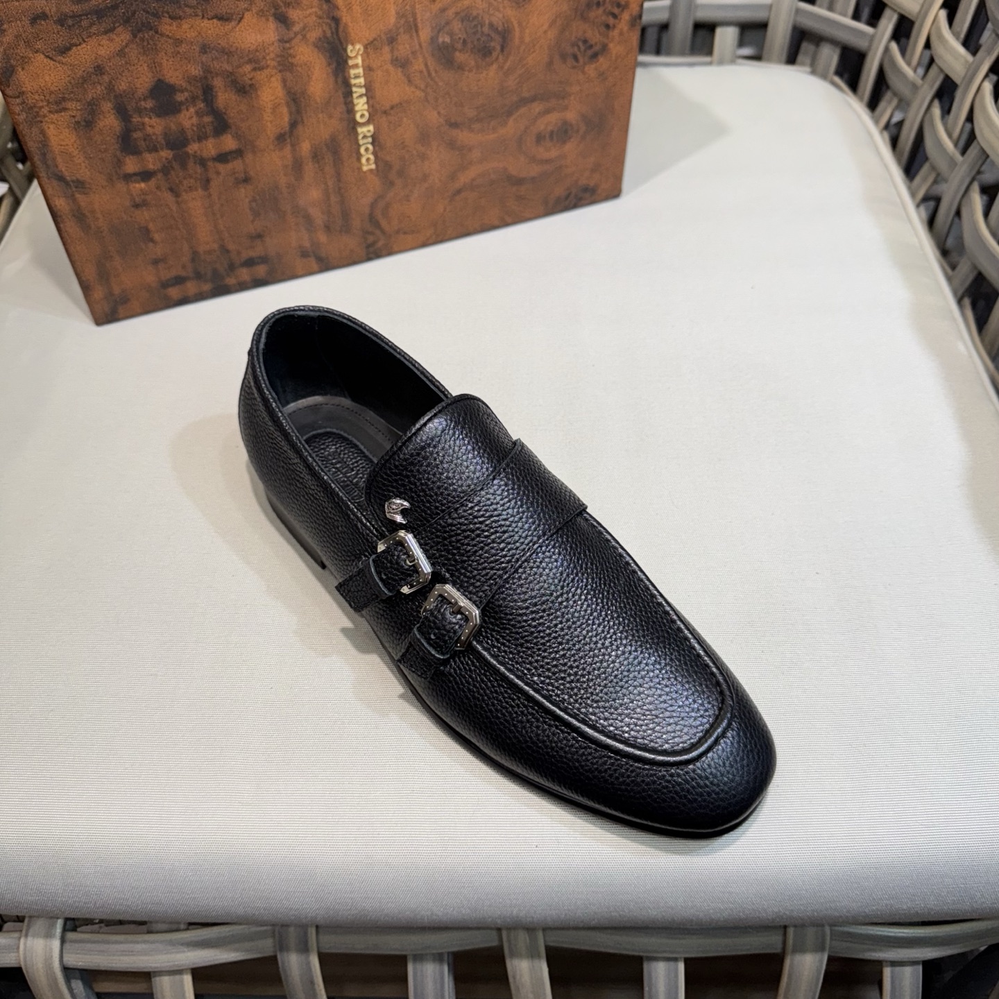 Stefano Ricci Men's Black Leather Monk Strap Loafers Dress Shoes Size 39-46 6 i1744143210847 1474 0 4
