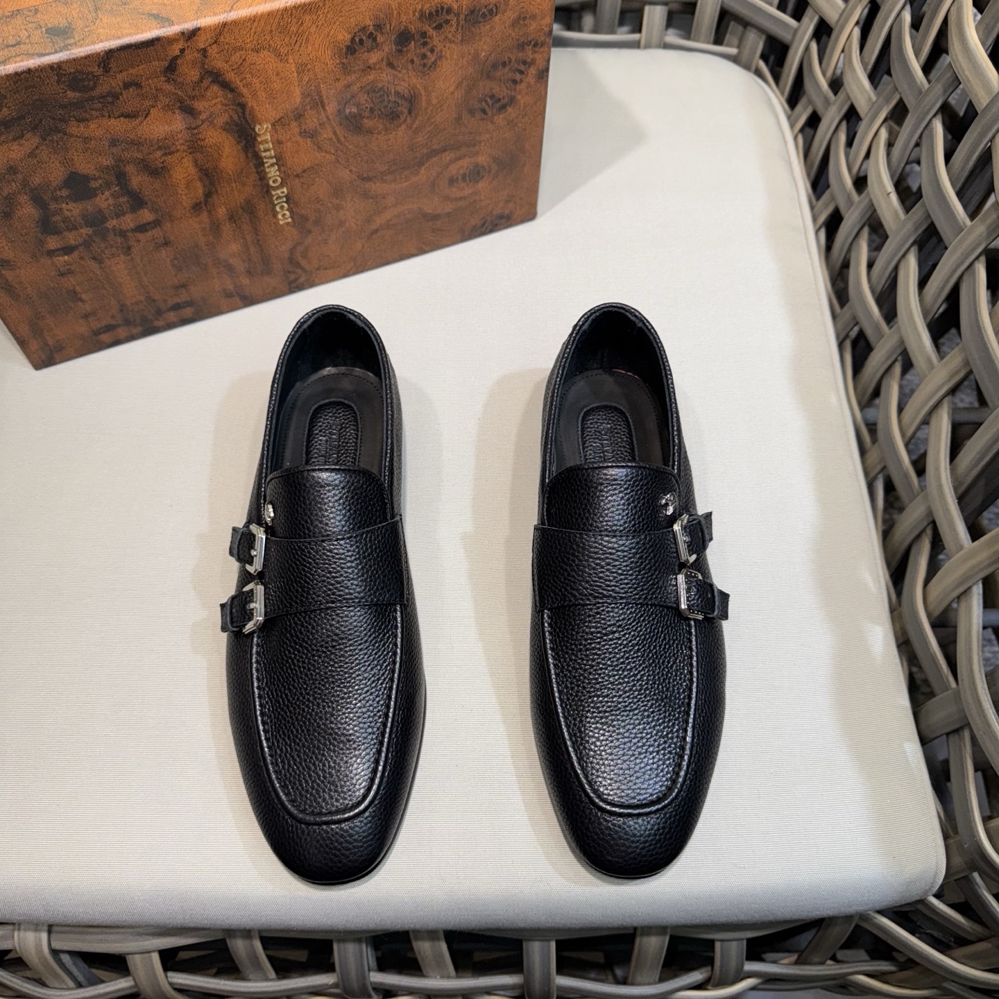Stefano Ricci Men's Black Leather Monk Strap Loafers Dress Shoes Size 39-46 1 Stefano Ricci Men's Black Leather Monk Strap Loafers Dress Shoes Size 39-46