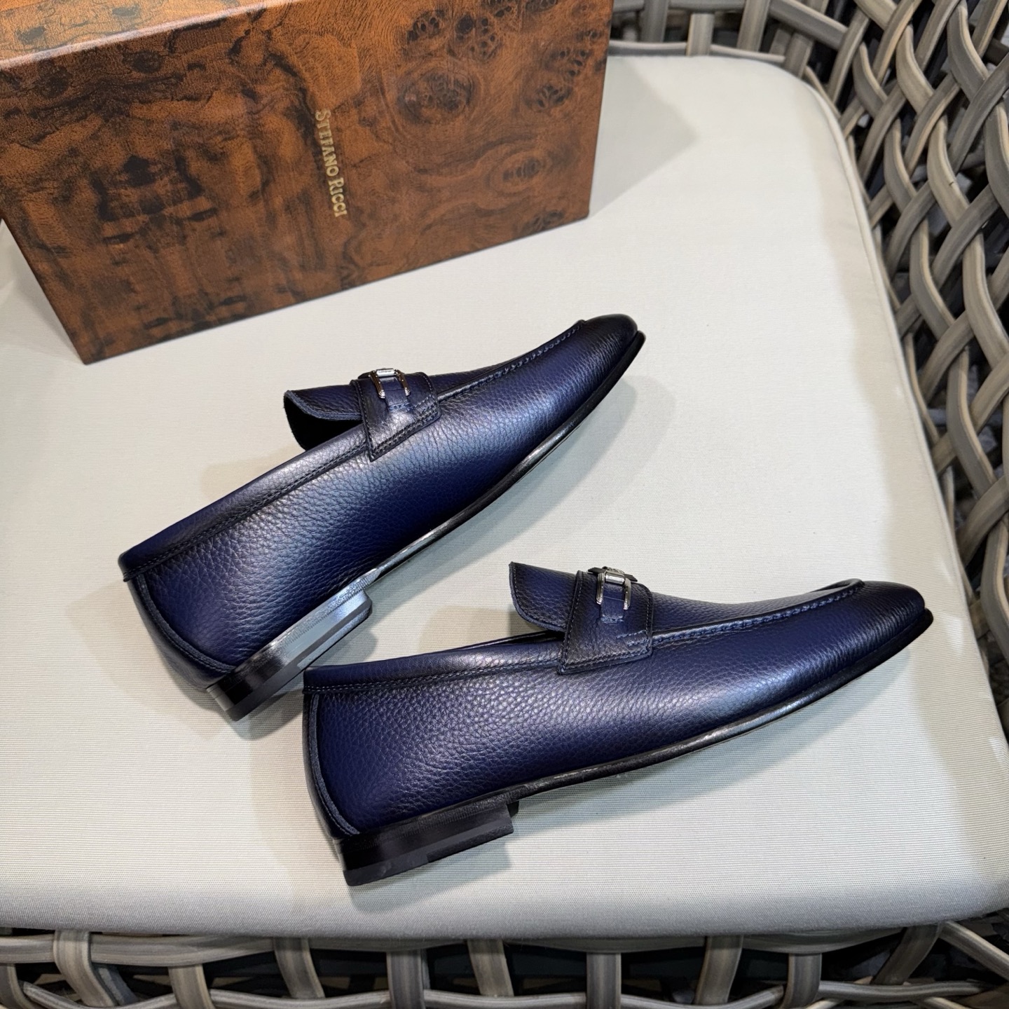 Stefano Ricci Men's Blue Leather Loafers with Buckle Detail, Sizes 39-46 7 i1744143257732 2815 0 5