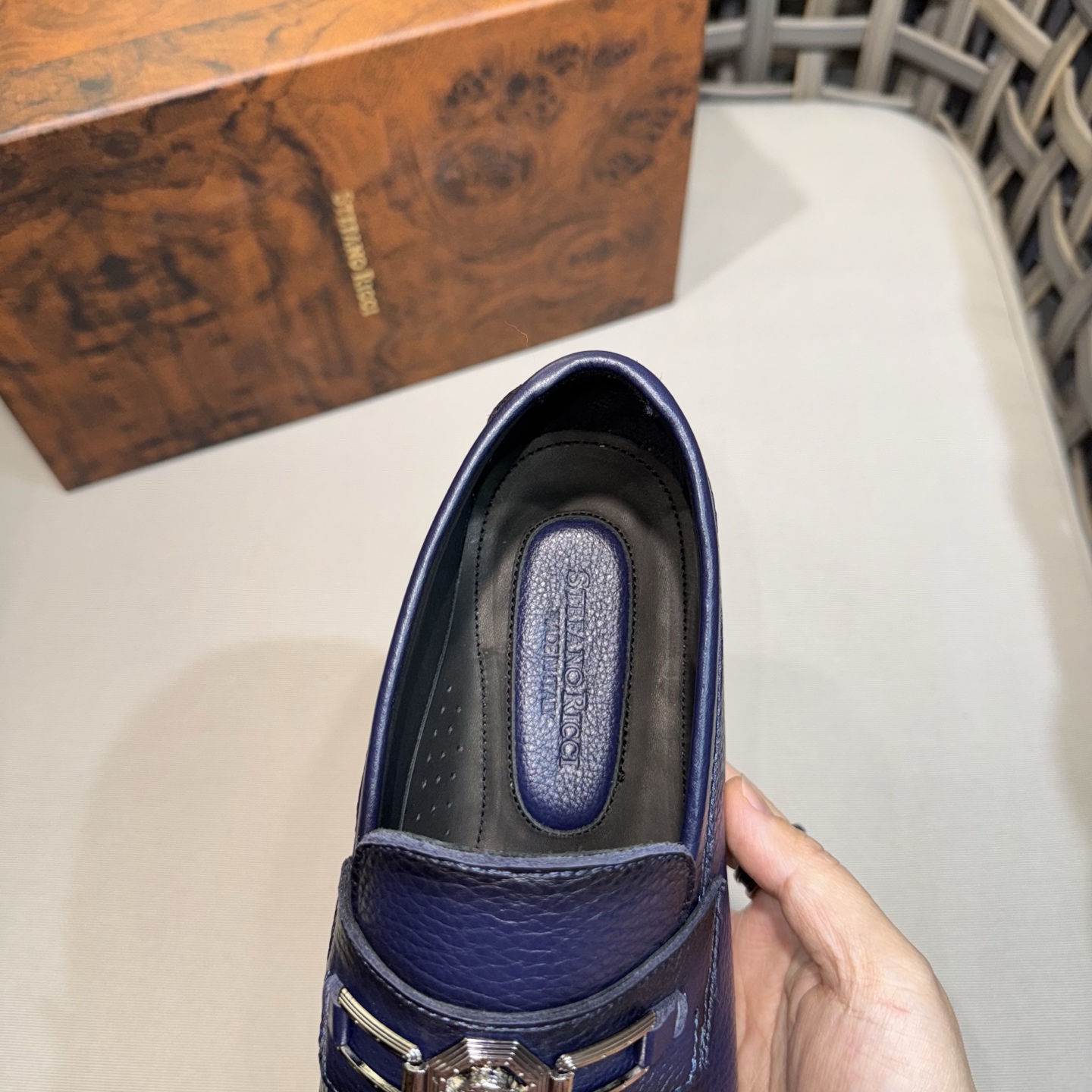Stefano Ricci Men's Blue Leather Loafers with Buckle Detail, Sizes 39-46 8 i1744143257797 5371 0 6
