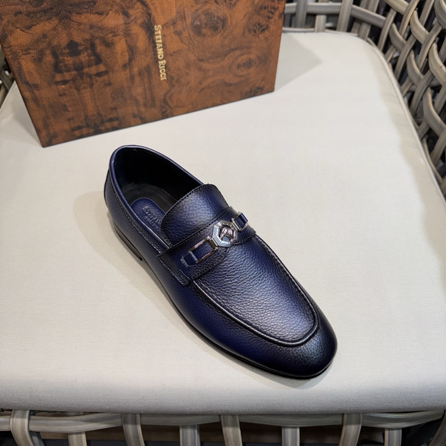 Stefano Ricci Men's Blue Leather Loafers with Buckle Detail, Sizes 39-46 6 i1744143257810 657 0 4