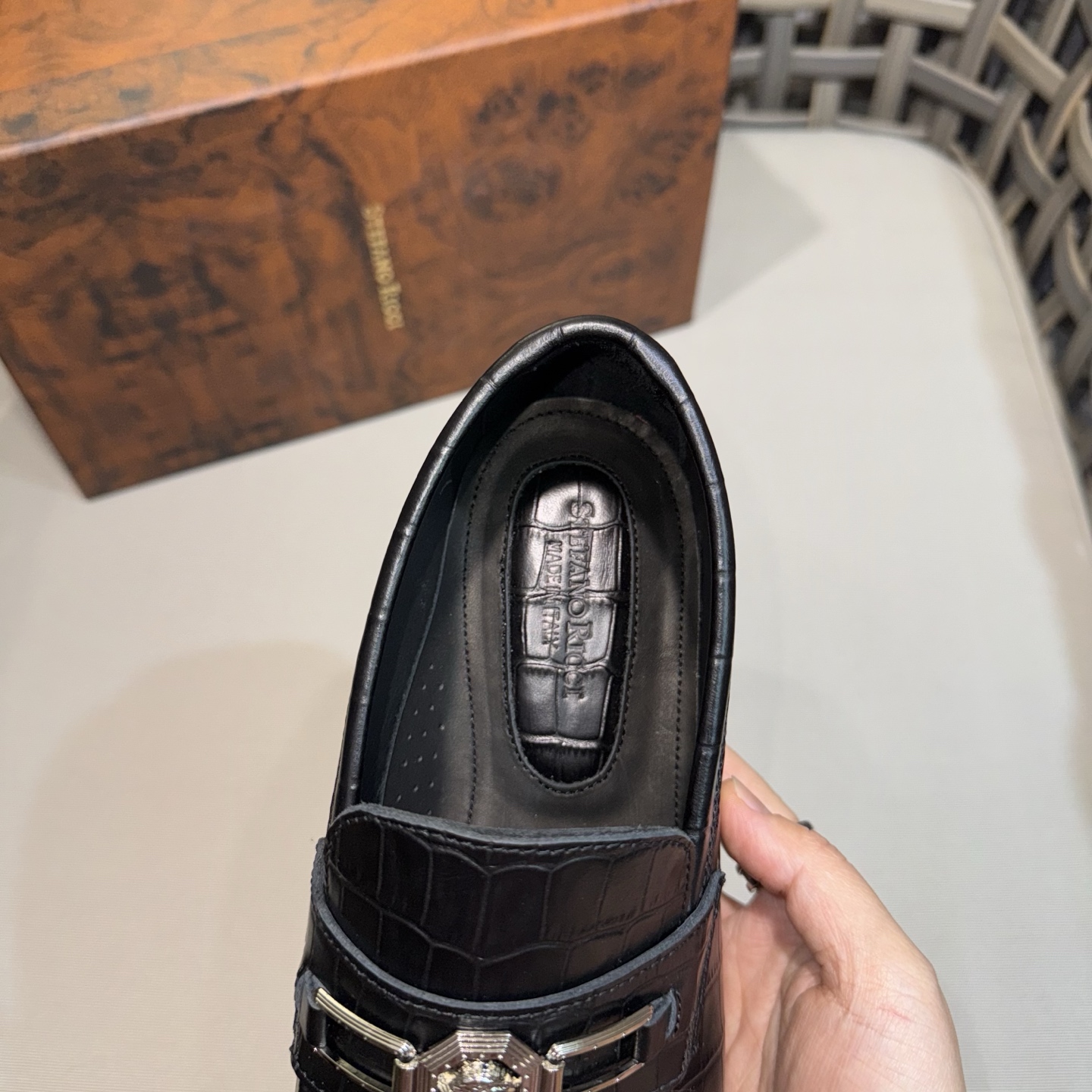 Stefano Ricci Men's Black Leather Loafers with Metal Buckle | Size 39-46 8 i1744143347920 474 0 6