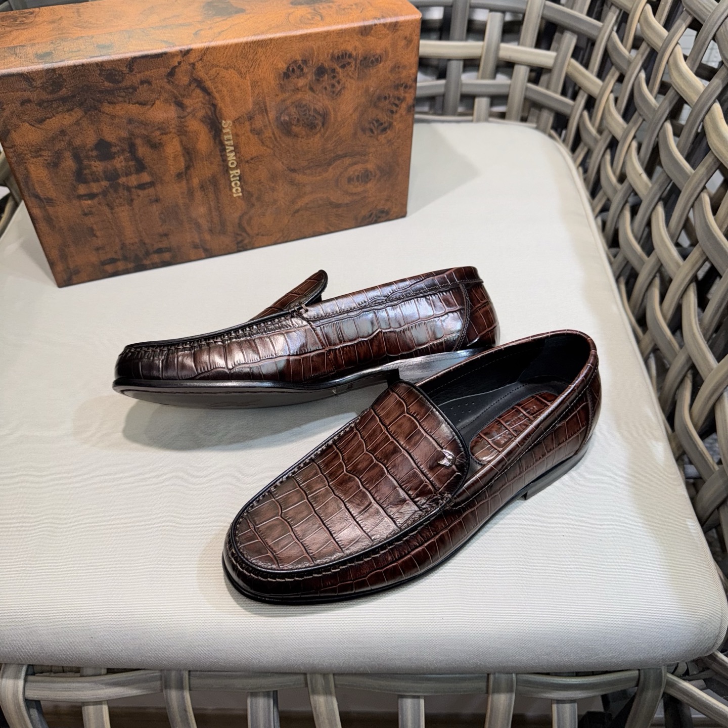 Stefano Ricci Men's Leather Loafers Luxury Crocodile Embossed Slip-Ons 5 i1744143427422 1622 0 3