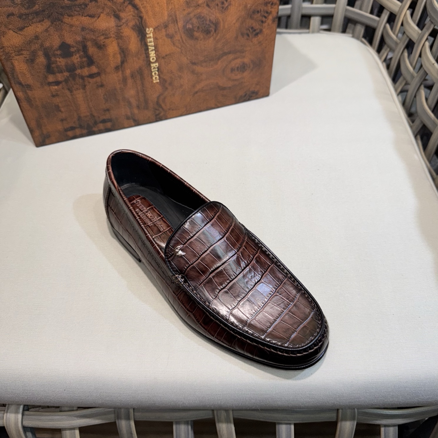 Stefano Ricci Men's Leather Loafers Luxury Crocodile Embossed Slip-Ons 6 i1744143427549 8573 0 4
