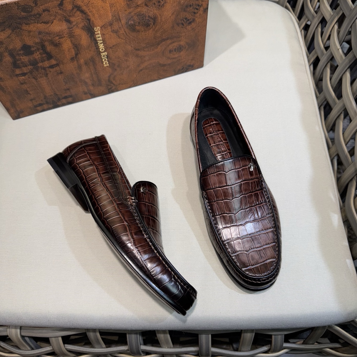 Stefano Ricci Men's Leather Loafers Luxury Crocodile Embossed Slip-Ons 4 i1744143427559 2748 0 2
