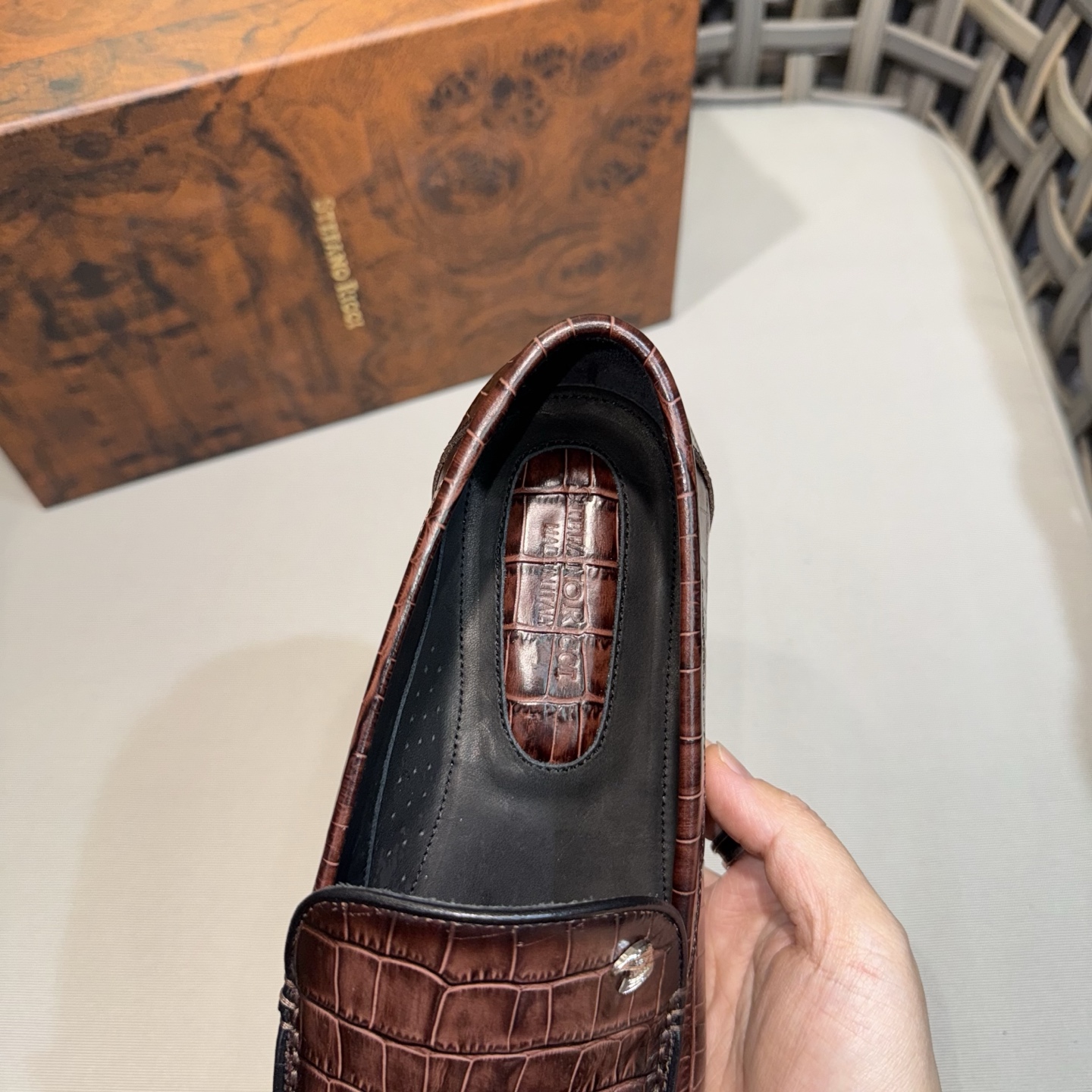 Stefano Ricci Men's Leather Loafers Luxury Crocodile Embossed Slip-Ons 8 i1744143427580 3253 0 6