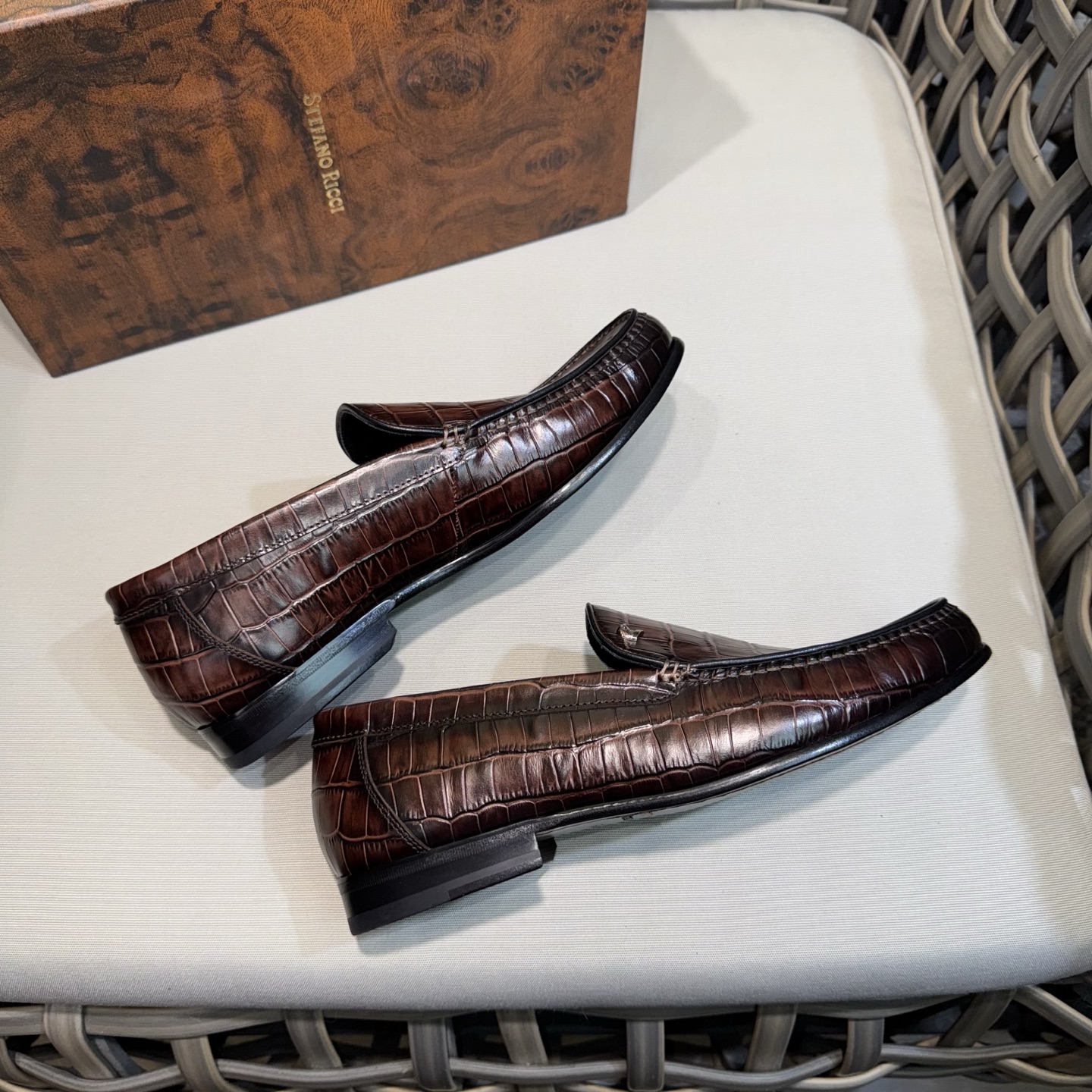 Stefano Ricci Men's Leather Loafers Luxury Crocodile Embossed Slip-Ons 7 i1744143432408 7571 0 5