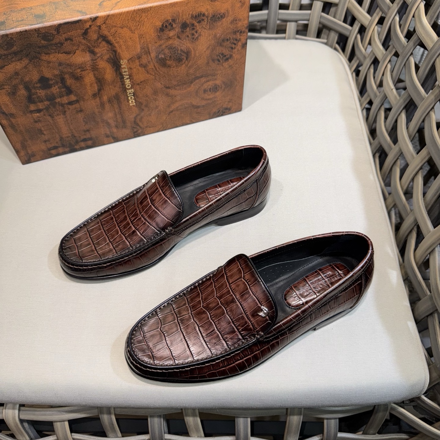 Stefano Ricci Men's Leather Loafers Luxury Crocodile Embossed Slip-Ons 3 i1744143435884 6928 0 1