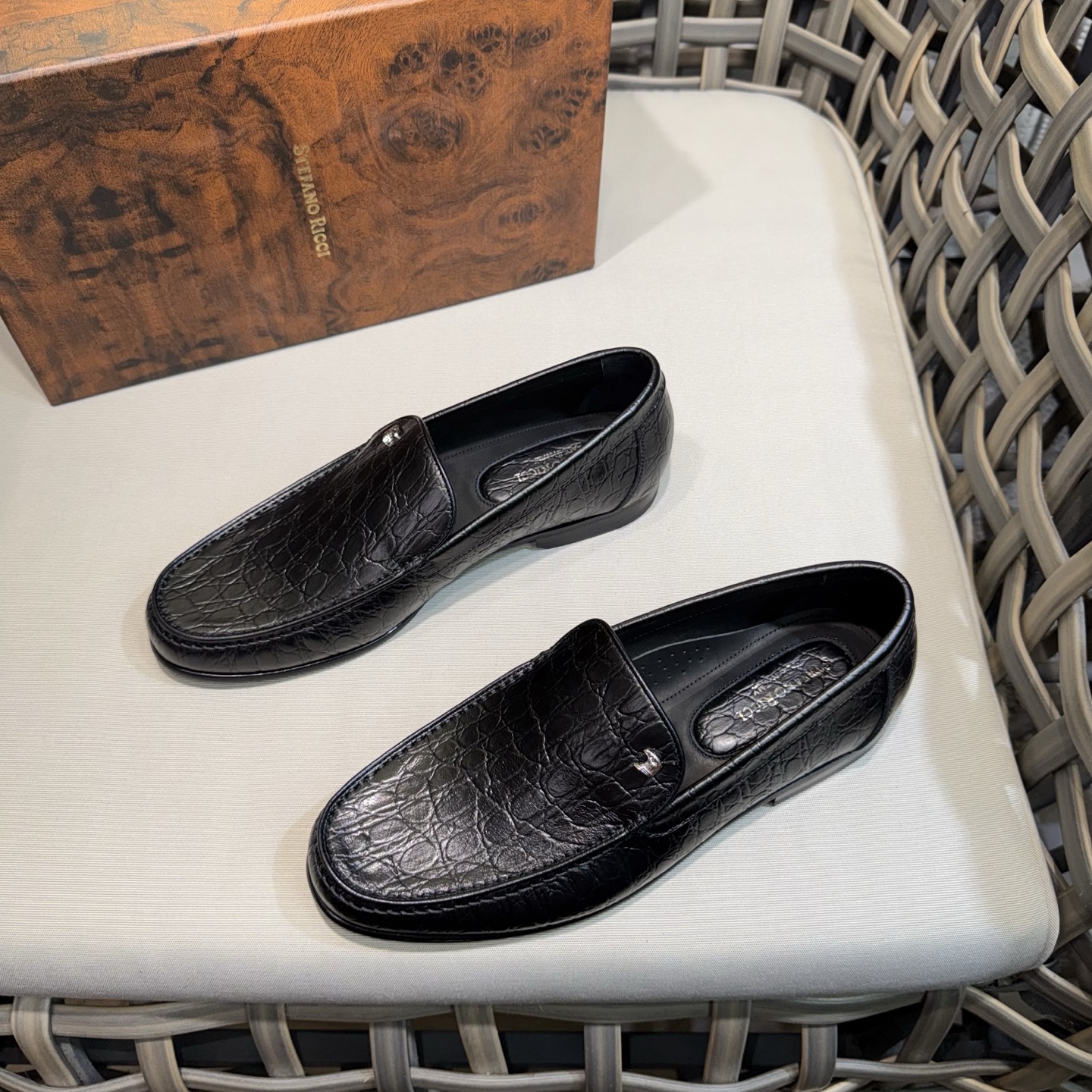 Stefano Ricci Men's Black Alligator Leather Loafers Formal Dress Shoes 3 i1744143438983 7542 0 1