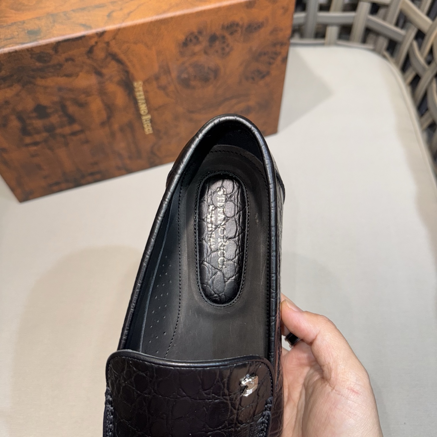 Stefano Ricci Men's Black Alligator Leather Loafers Formal Dress Shoes 8 i1744143439042 1745 0 6