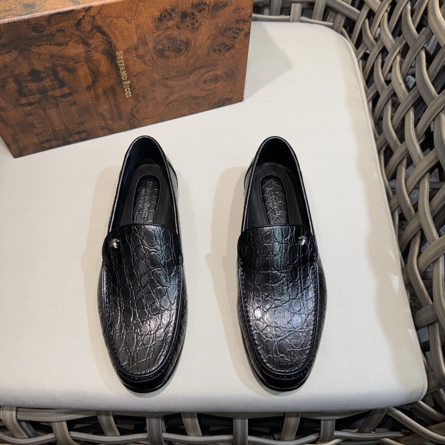 Stefano Ricci Men's Black Alligator Leather Loafers Formal Dress Shoes 2 i1744143443698 3116 0 0