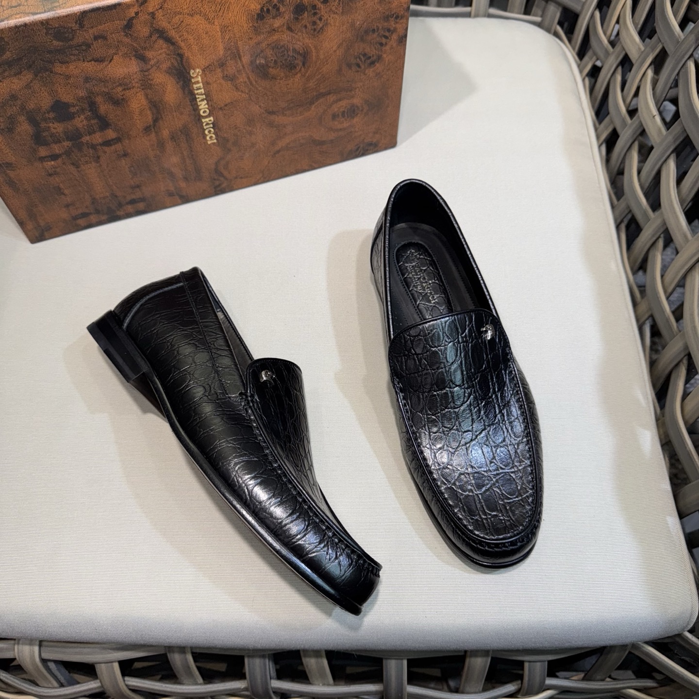 Stefano Ricci Men's Black Alligator Leather Loafers Formal Dress Shoes 4 i1744143443713 5762 0 2