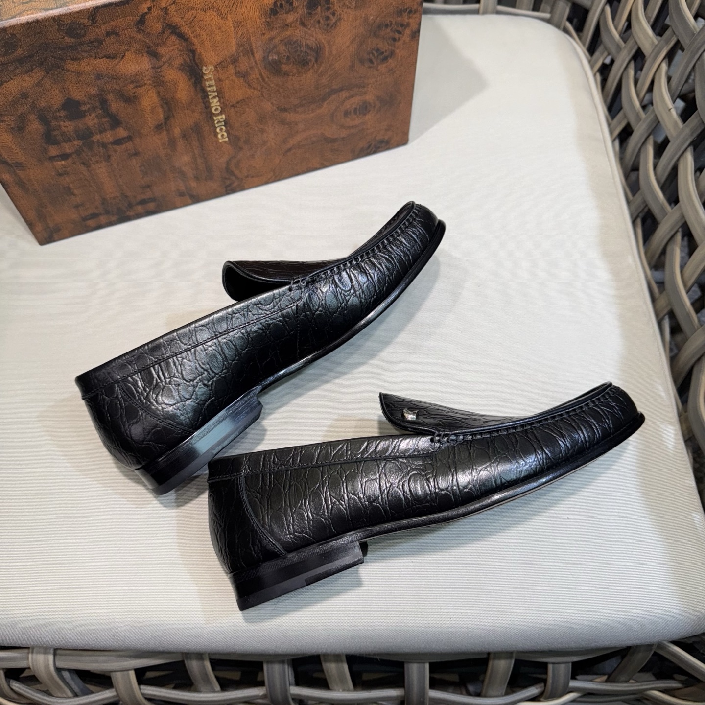 Stefano Ricci Men's Black Alligator Leather Loafers Formal Dress Shoes 7 i1744143443765 5401 0 5