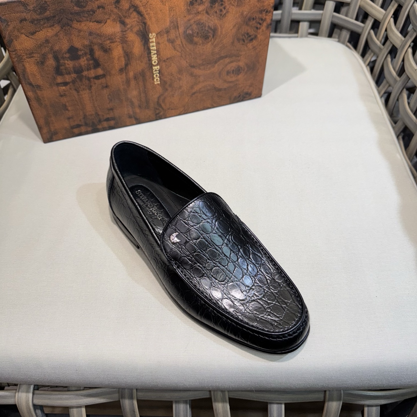 Stefano Ricci Men's Black Alligator Leather Loafers Formal Dress Shoes 6 i1744143443777 7021 0 4