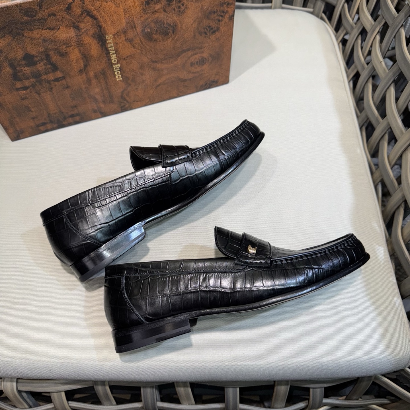 Stefano Ricci Men's Black Alligator Leather Loafers Formal Shoes 7 i1744143524832 2798 0 5