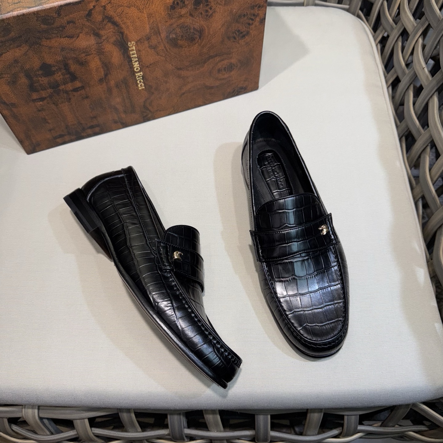 Stefano Ricci Men's Black Alligator Leather Loafers Formal Shoes 4 i1744143524875 5851 0 2