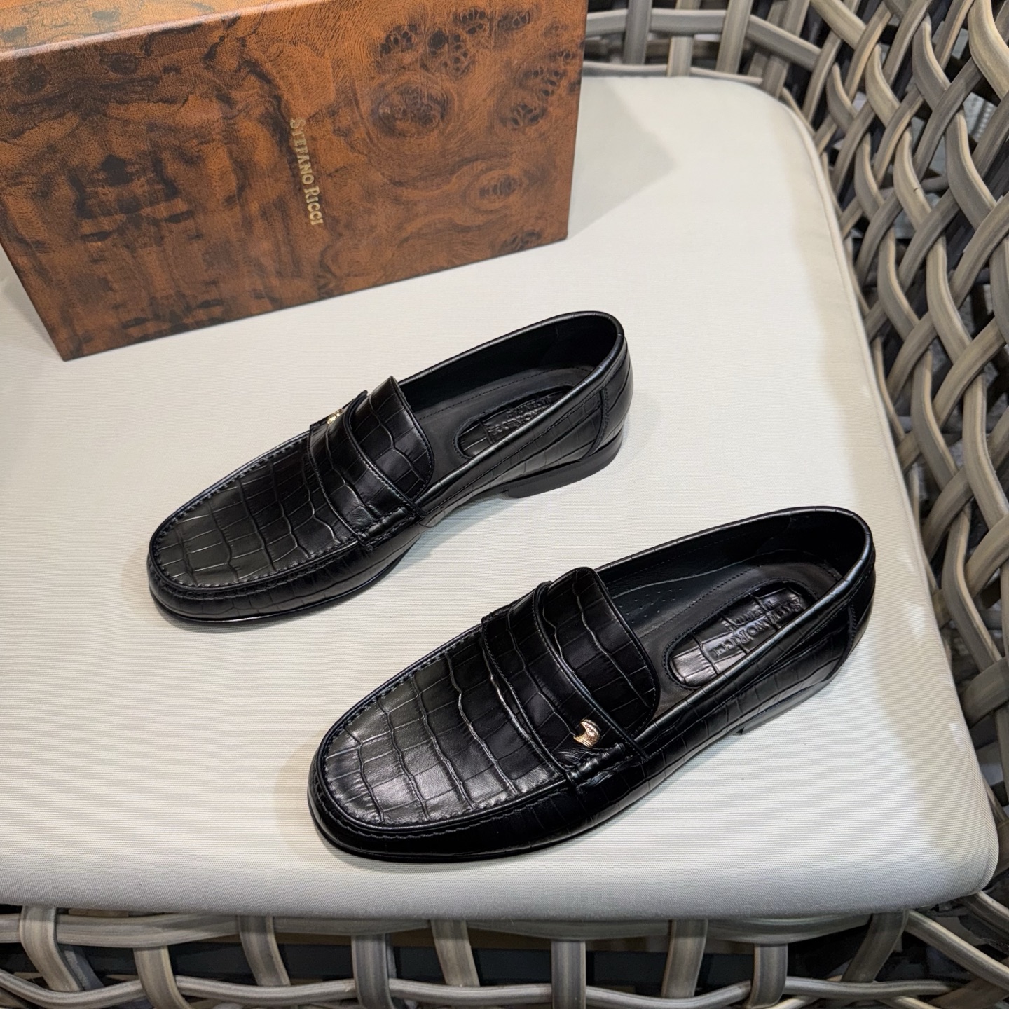 Stefano Ricci Men's Black Alligator Leather Loafers Formal Shoes 3 i1744143524886 7073 0 1