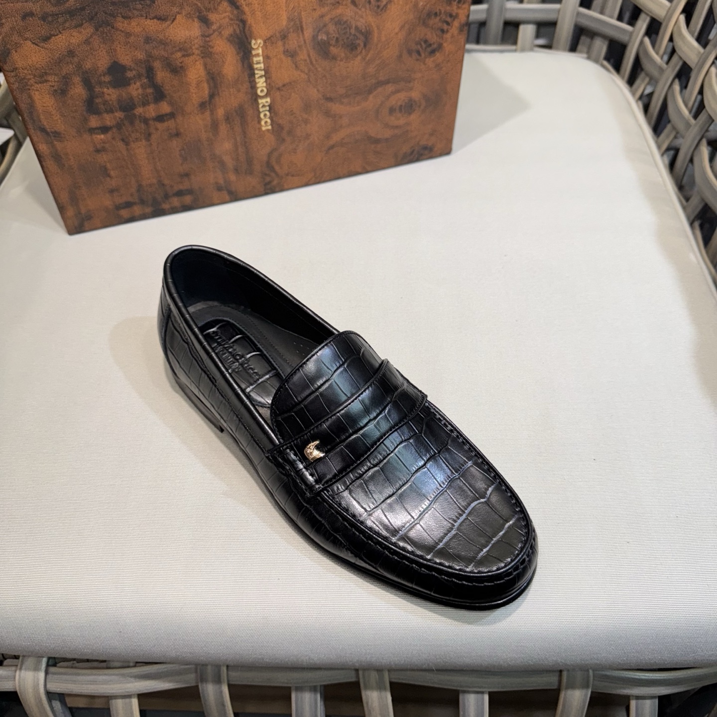 Stefano Ricci Men's Black Alligator Leather Loafers Formal Shoes 6 i1744143524922 2937 0 4