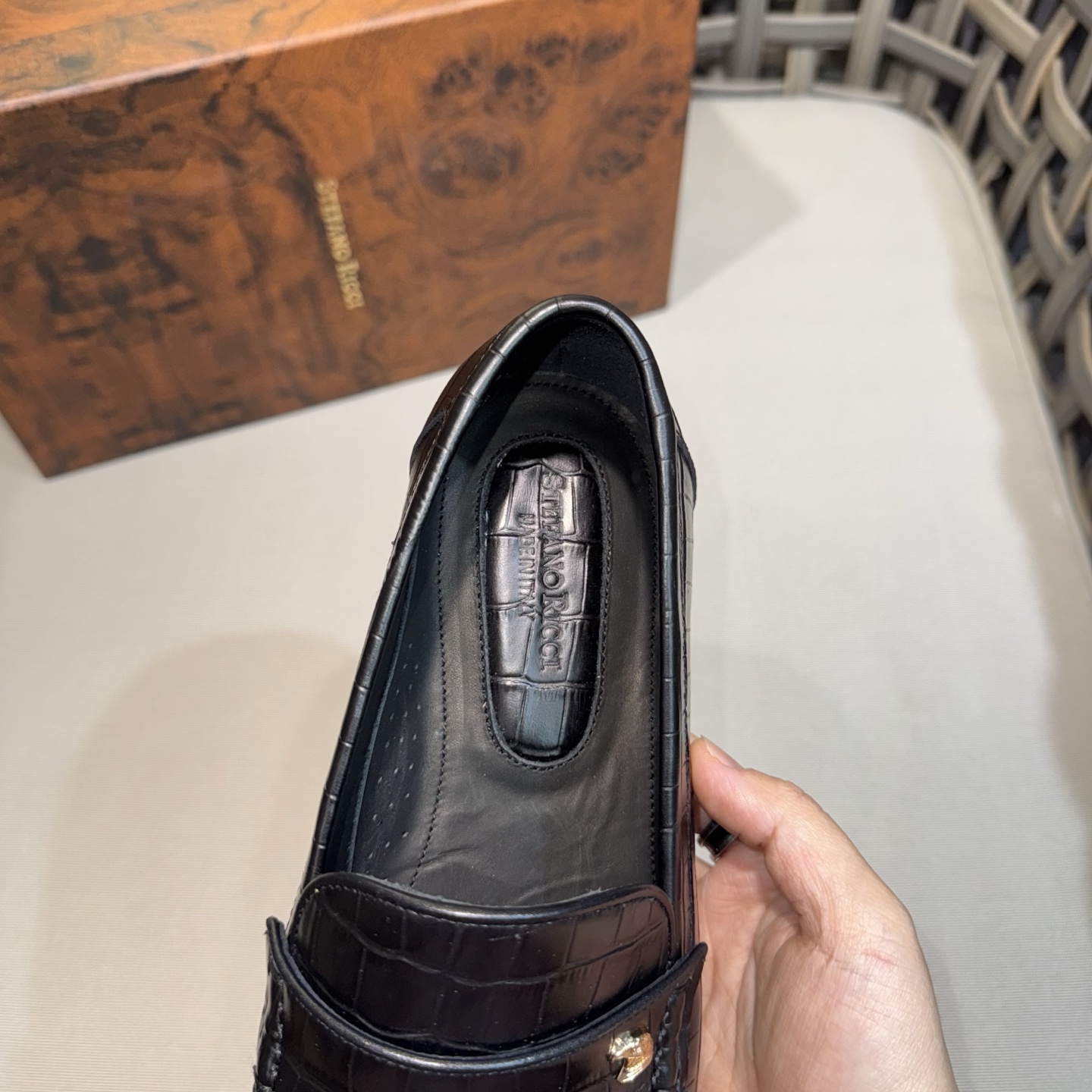 Stefano Ricci Men's Black Alligator Leather Loafers Formal Shoes 8 i1744143526271 8712 0 6