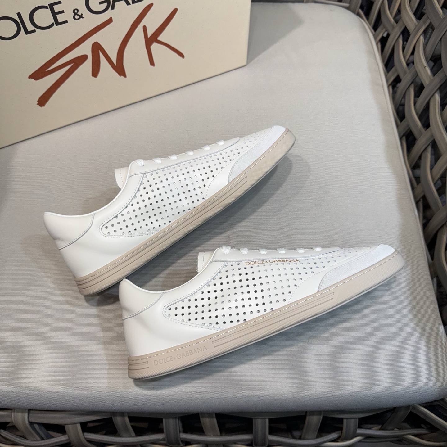 Dolce & Gabbana Men's White Leather Perforated Sneakers - Breathable & Stylish 7 i1744525002077 2560 0 5
