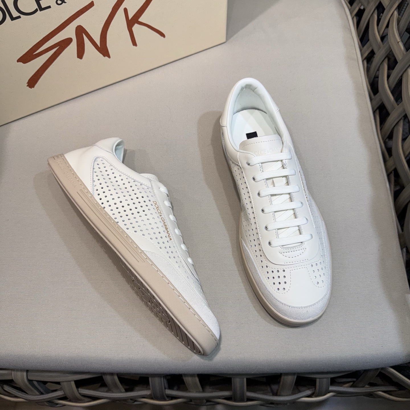Dolce & Gabbana Men's White Leather Perforated Sneakers - Breathable & Stylish 4 i1744525002150 8587 0 2