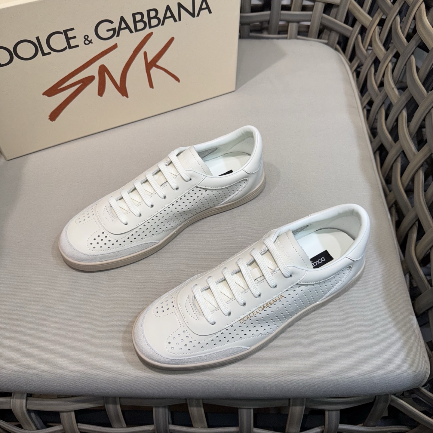 Dolce & Gabbana Men's White Leather Perforated Sneakers - Breathable & Stylish 3 i1744525002681 2046 0 1