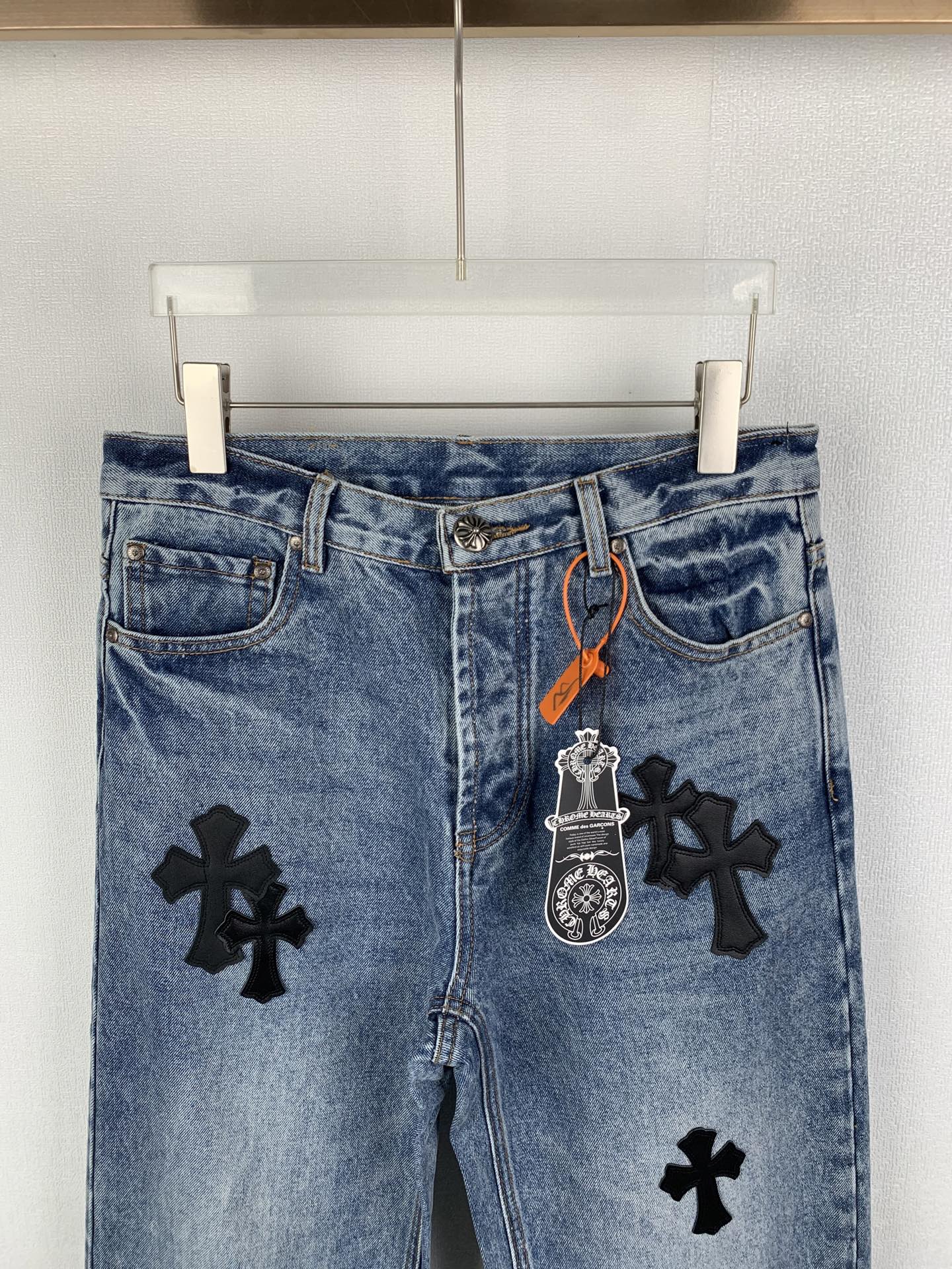 Chrome Hearts Chrome Hearts 克罗心 十字贴皮徽标牛仔裤