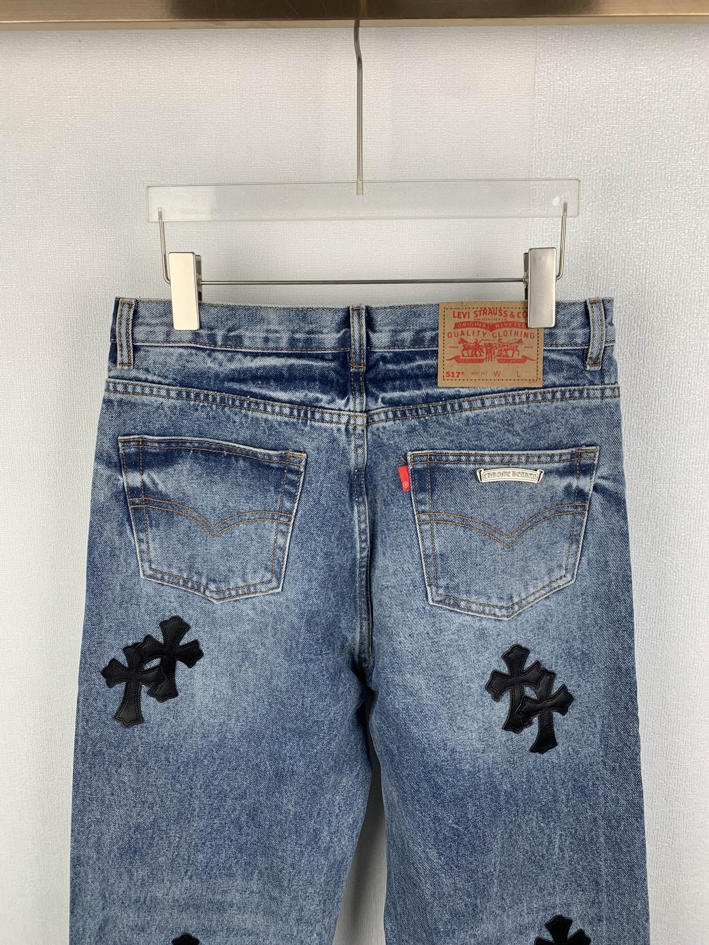 Chrome Hearts Chrome Hearts 克罗心 十字贴皮徽标牛仔裤