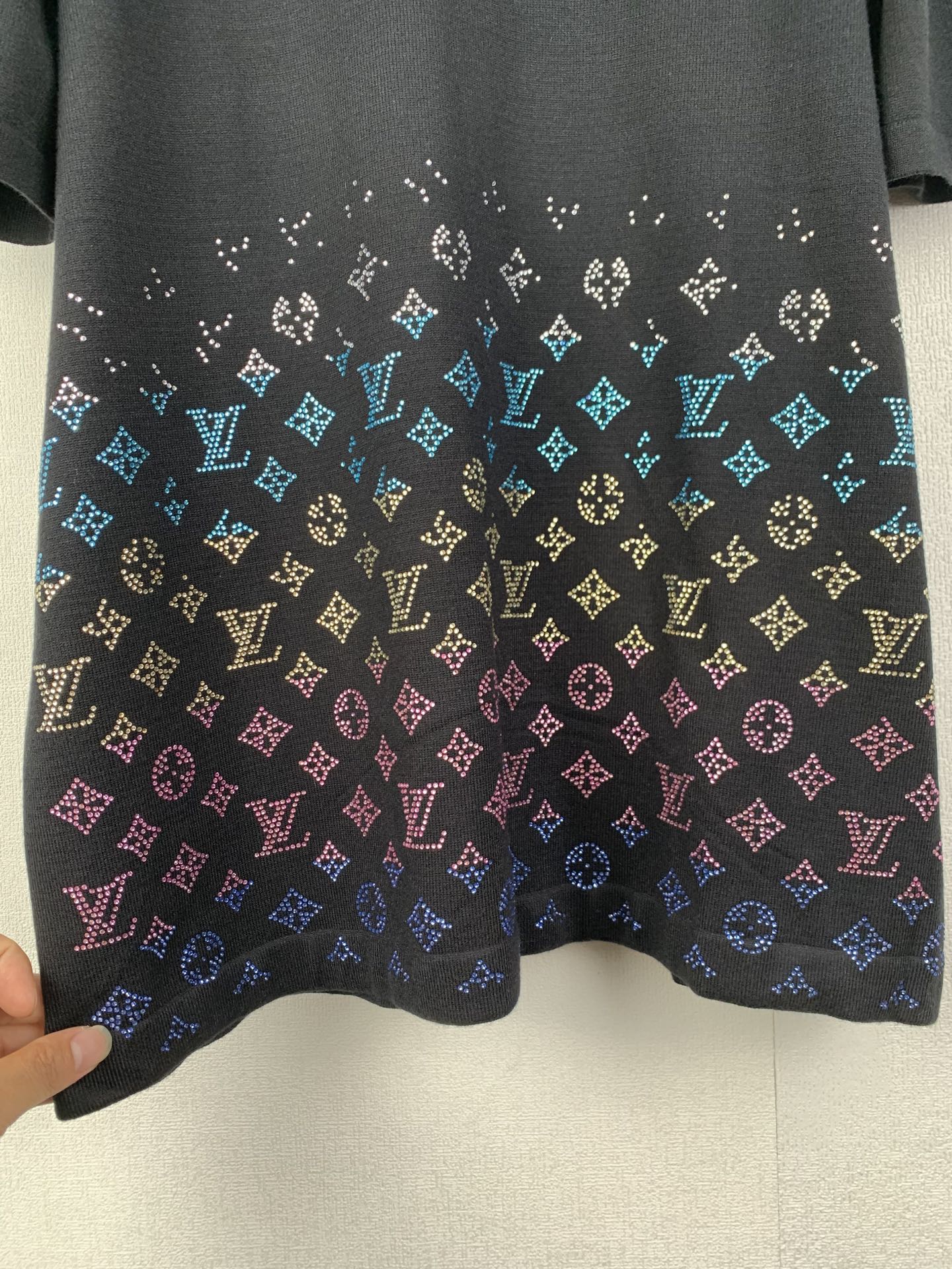 Louis Vuitton LOUIS VUITTON 路易 LV 烫钻针织短袖T恤
