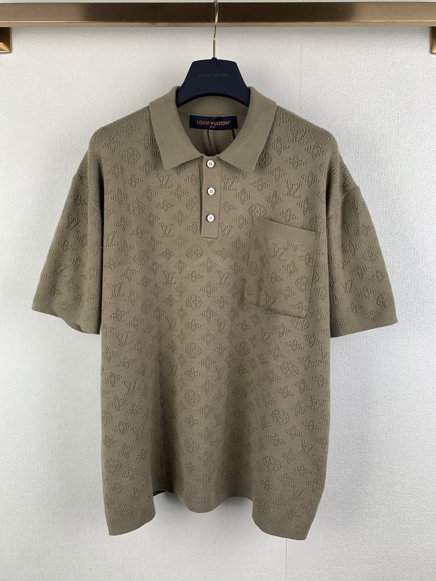 Louis Vuitton LOUIS VUITTON路易LV 镂空提花标识短袖针织polo衫