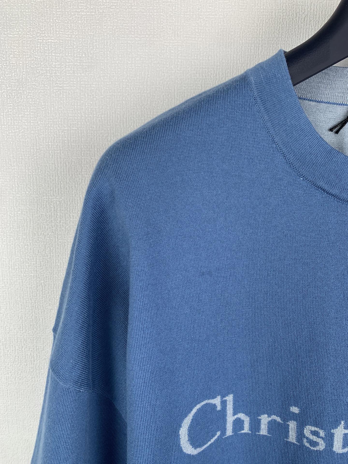 Dior Dior/迪奥 26SS 蓝色棉质针织字母Logo短袖T恤