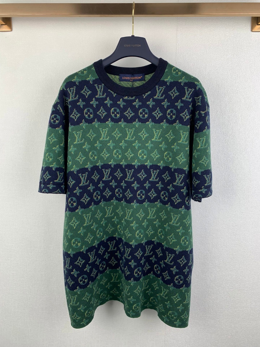 Louis Vuitton LOUIS VUITTON 路易 LV 撞色提花针织短袖圆领衫
