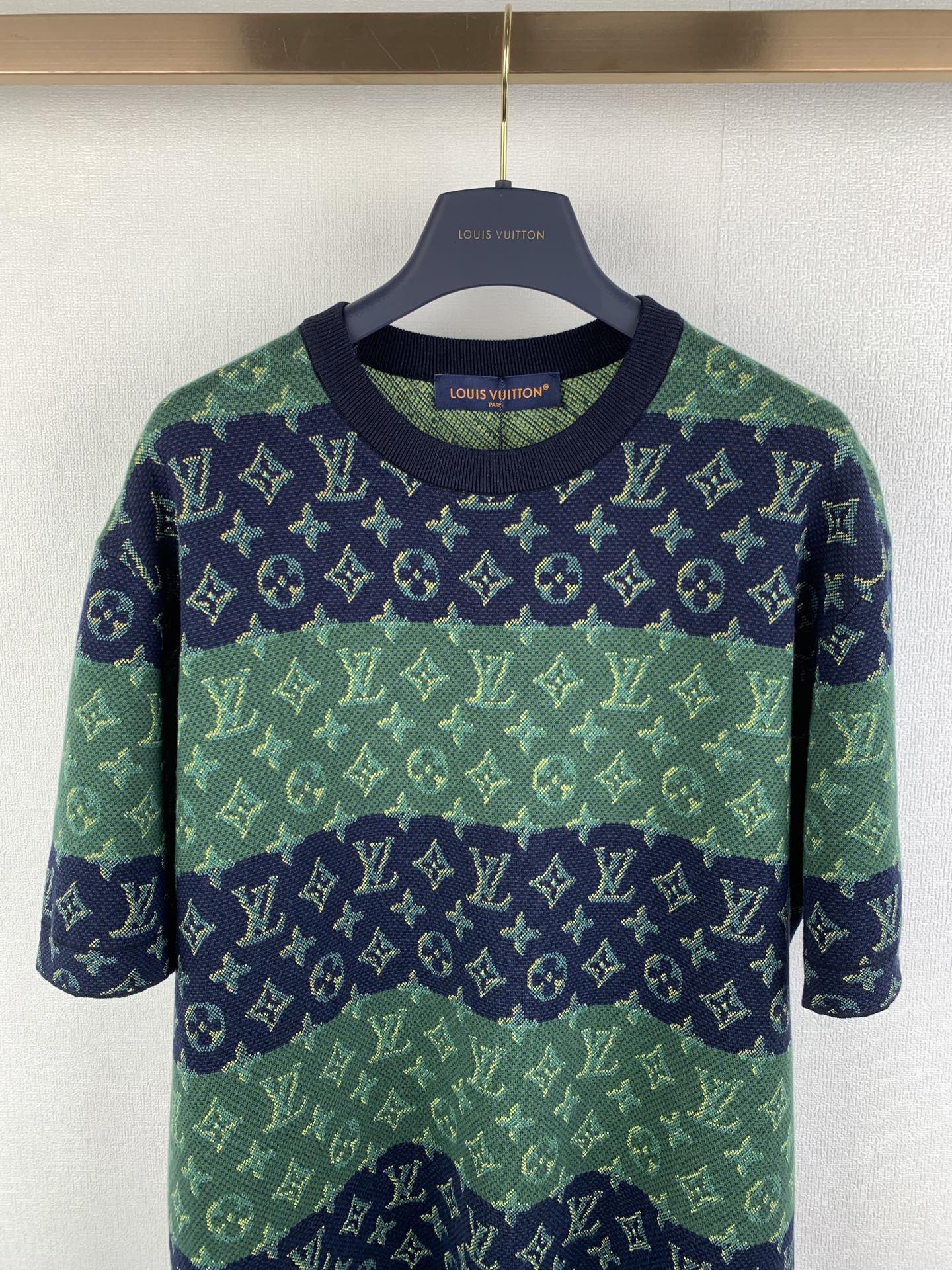 Louis Vuitton LOUIS VUITTON 路易 LV 撞色提花针织短袖圆领衫