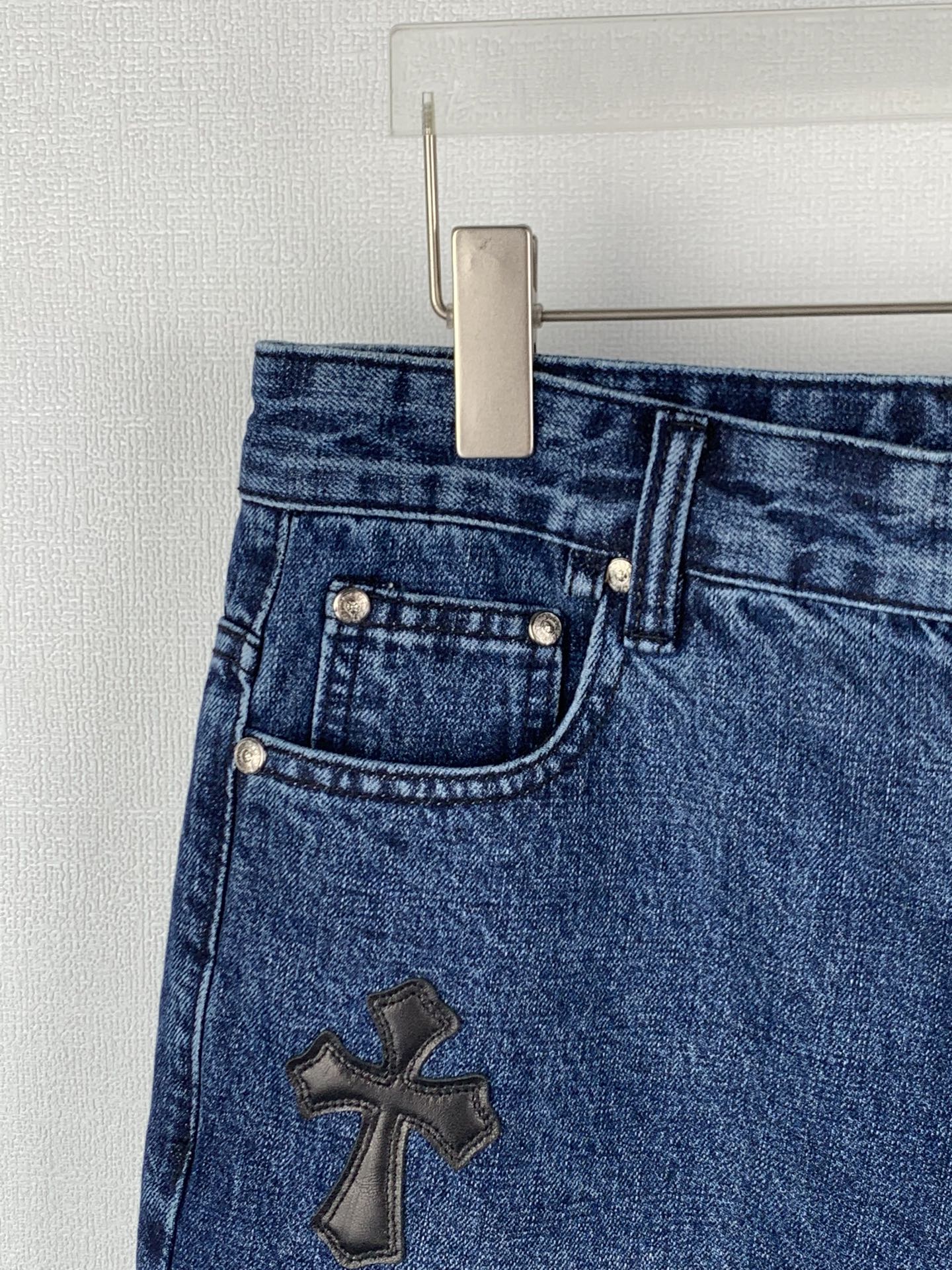 Chrome Hearts Chrome Hearts /克罗心 十字徽标刺绣牛仔短裤