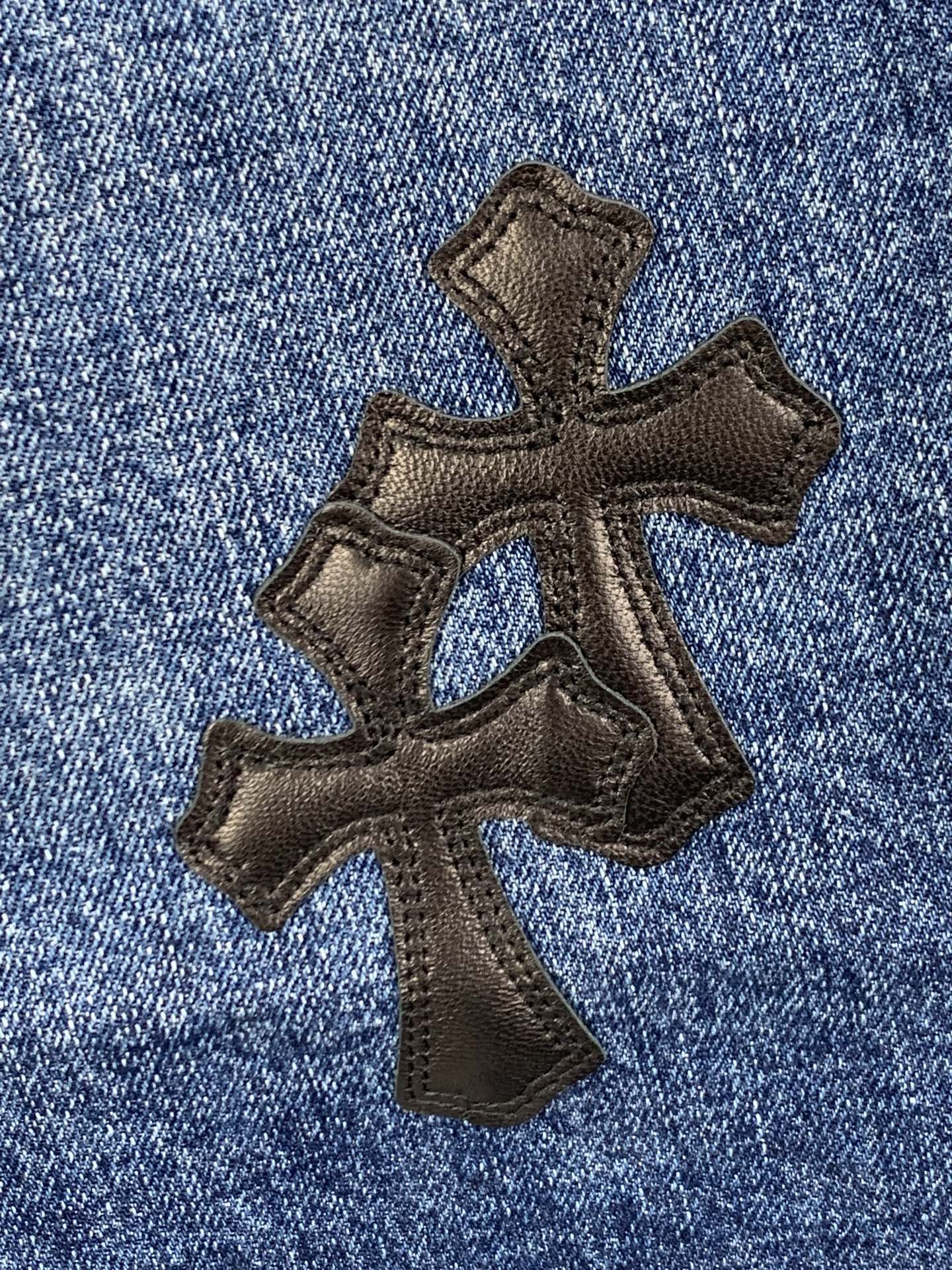 Chrome Hearts Chrome Hearts /克罗心 十字徽标刺绣牛仔短裤